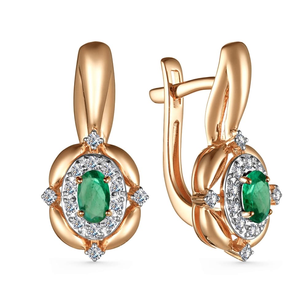Серьги из золота 585 с изумрудом