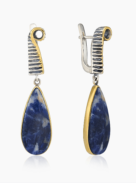 Серьги из серебра 925 с  содалитом