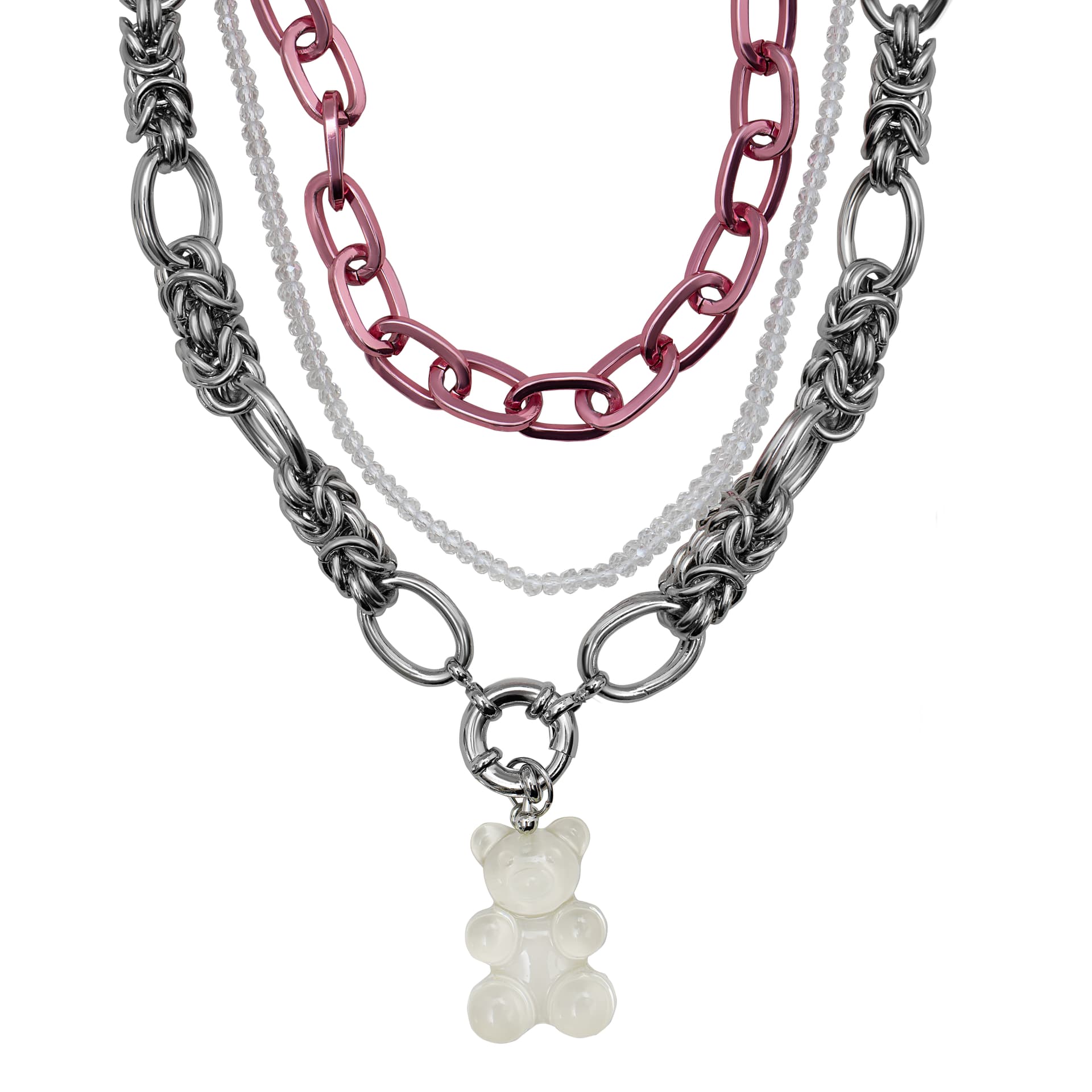 Колье из стали с ювелирным стеклом