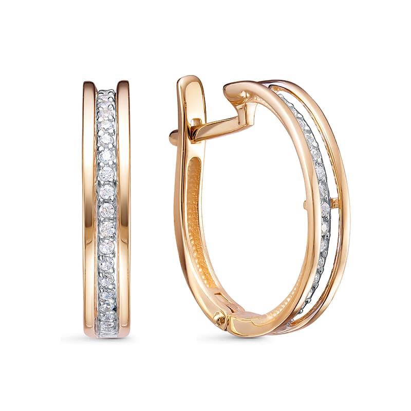 Серьги из золота 585 с фианит