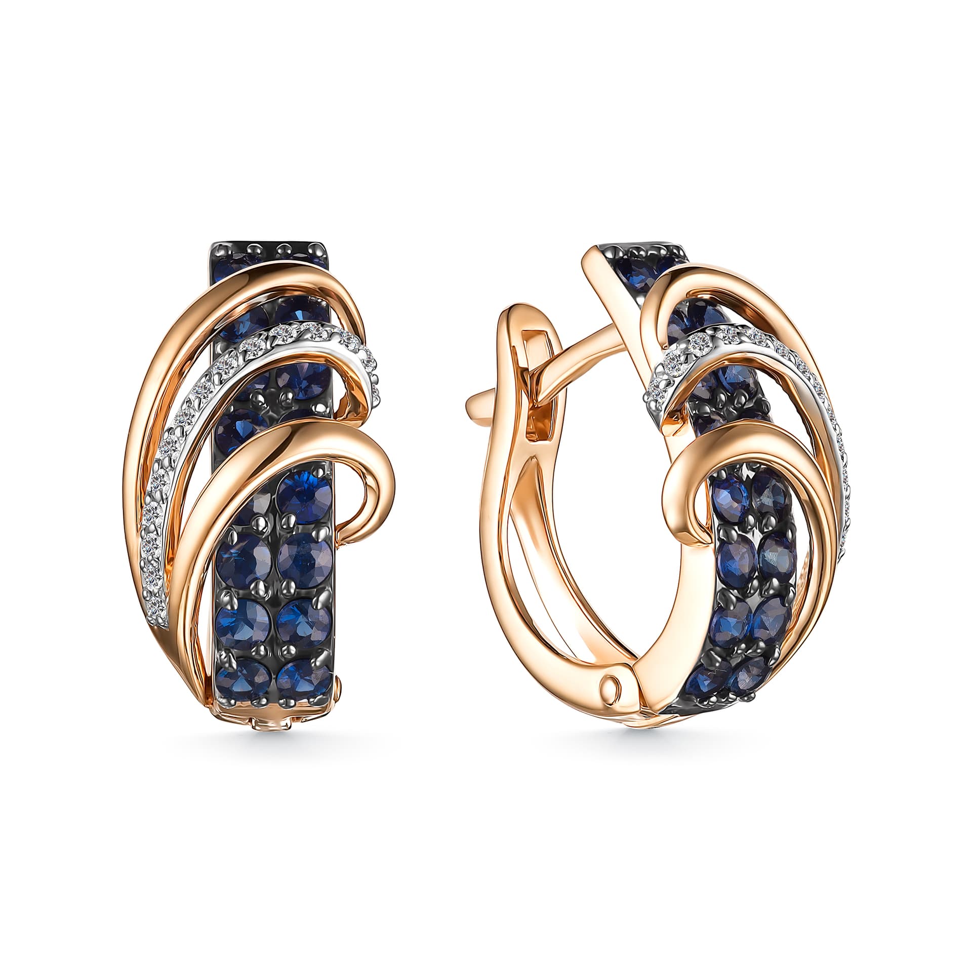 Серьги из золота 585 с сапфирами