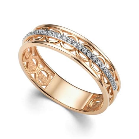 Кольцо обручальное из золота 585 с бриллиантами