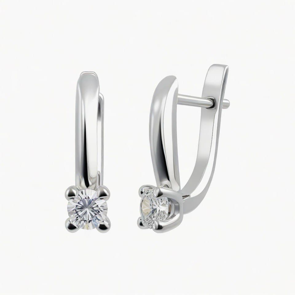 Серьги из серебра 925 с выращенными бриллиантами