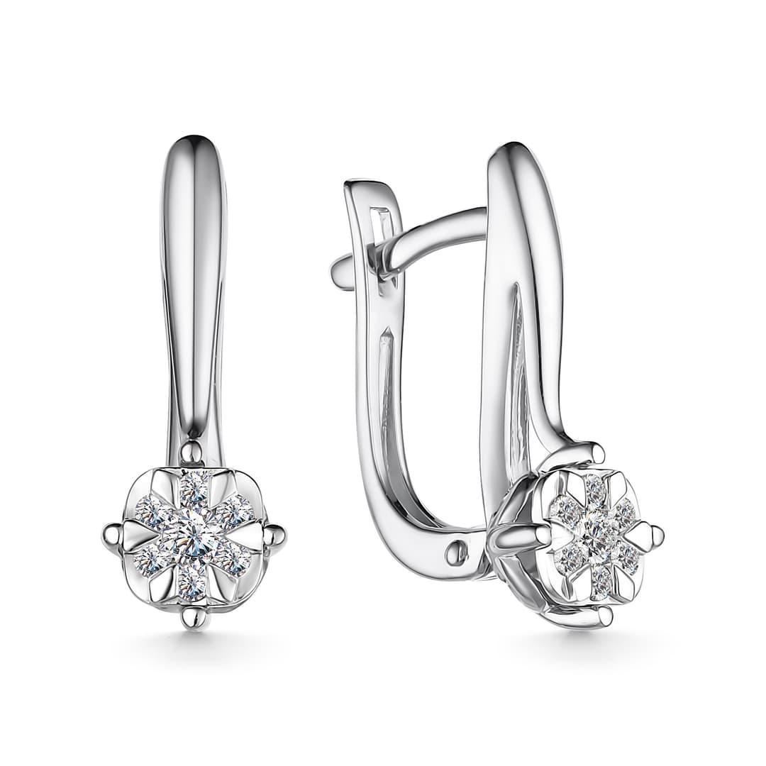 Серьги из золота 585 с бриллиантом