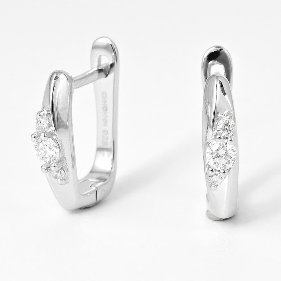 Серьги из серебра 925 с выращенными бриллиантами