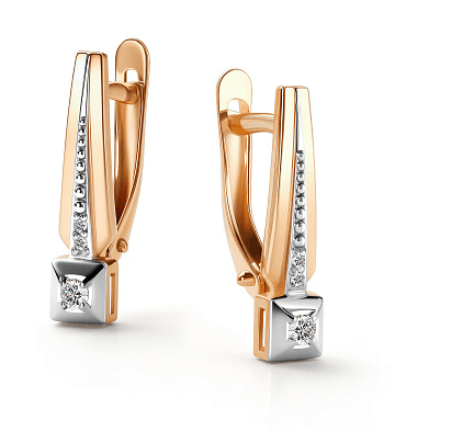 Серьги из золота 585 с бриллиантами