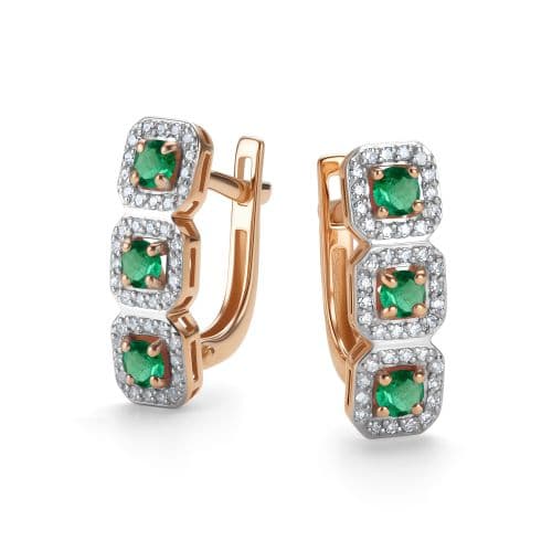 Серьги из золота 585 с изумрудами