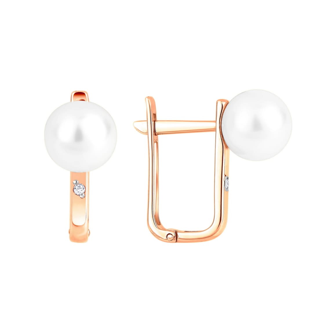 Серьги из золота 585 с  жемчугом