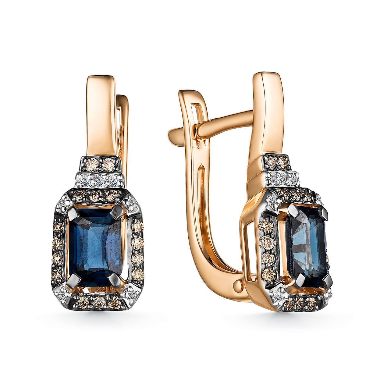 Серьги из золота 585 с сапфиром