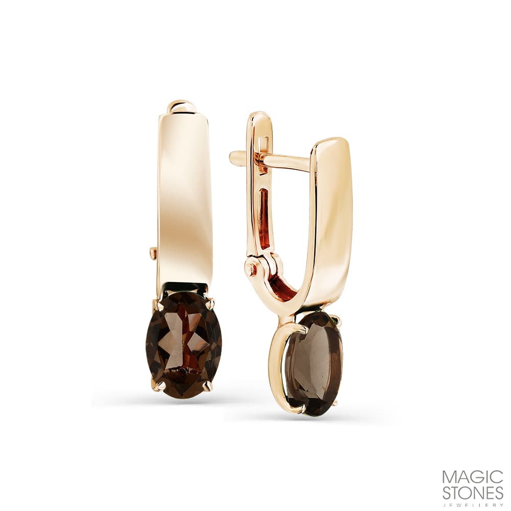 Серьги из золота 585 с раухтопазами