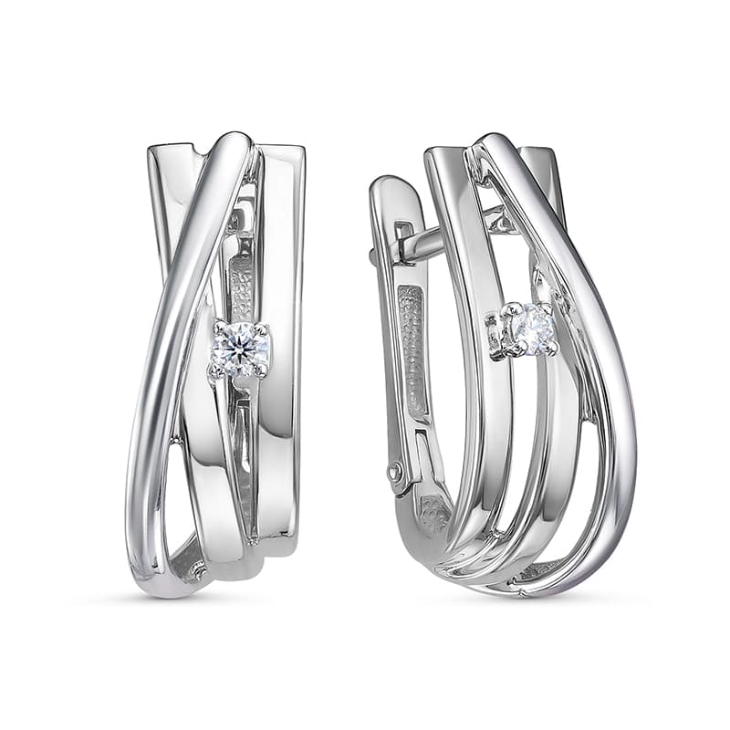Серьги из золота 585 с бриллиантом