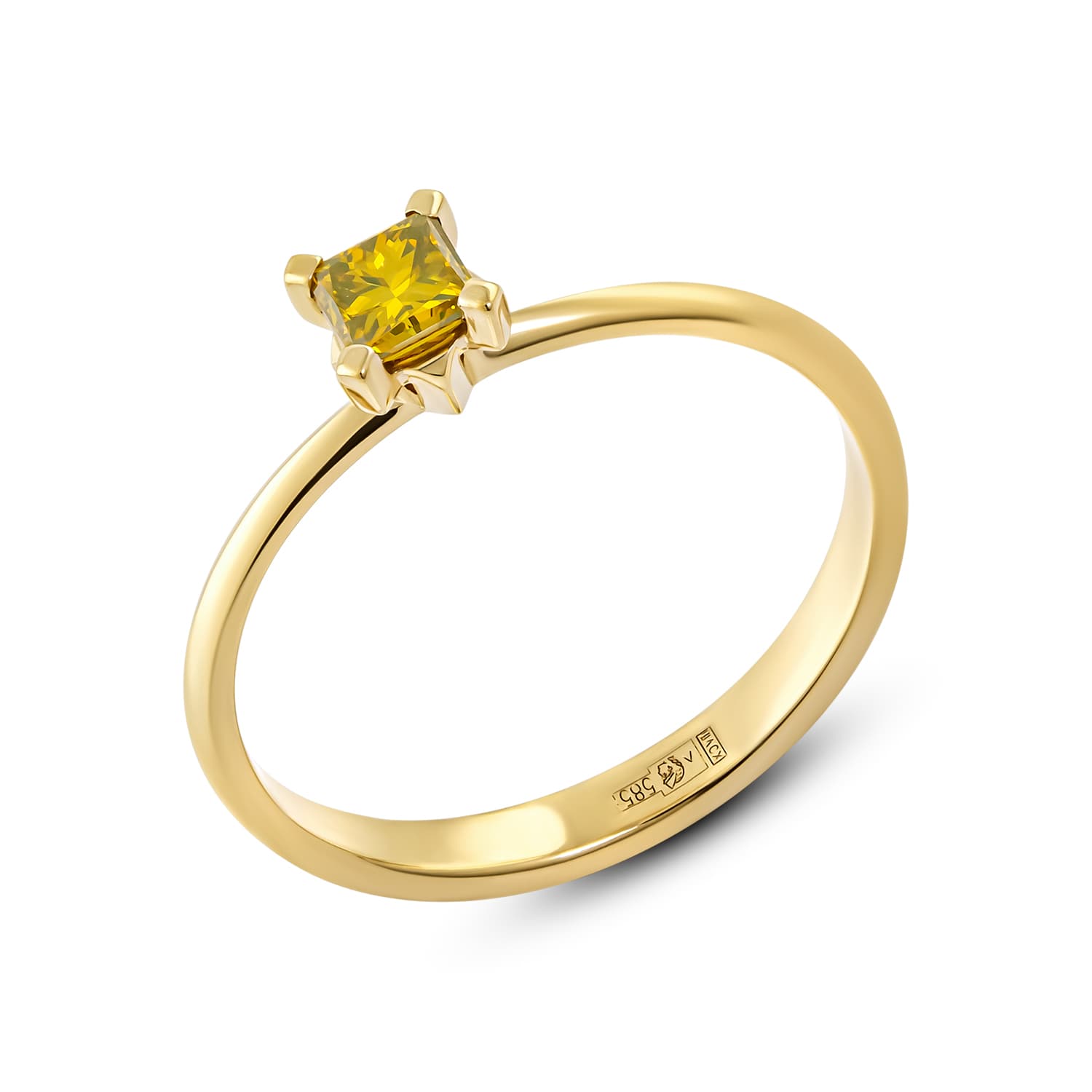 Кольцо из золота 585 с выращенным бриллиантом