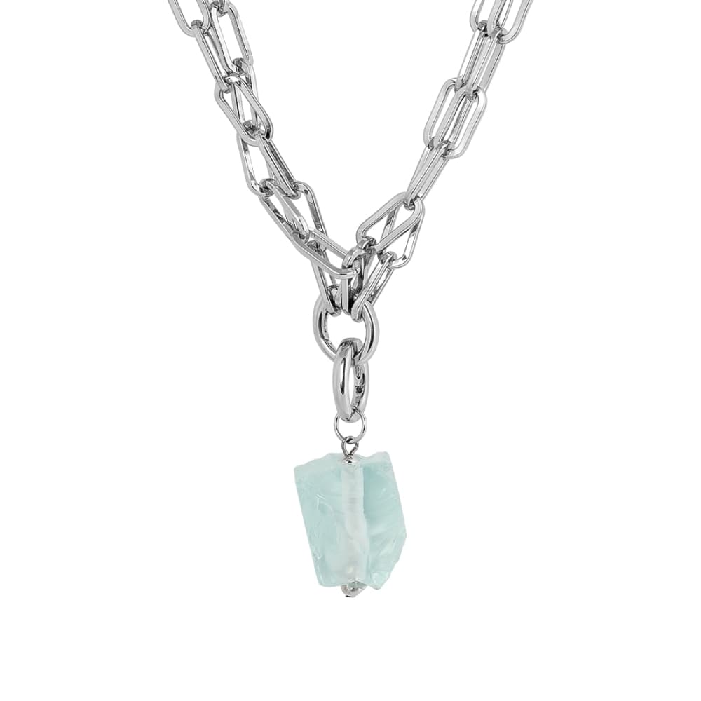 Колье из стали с кварцем