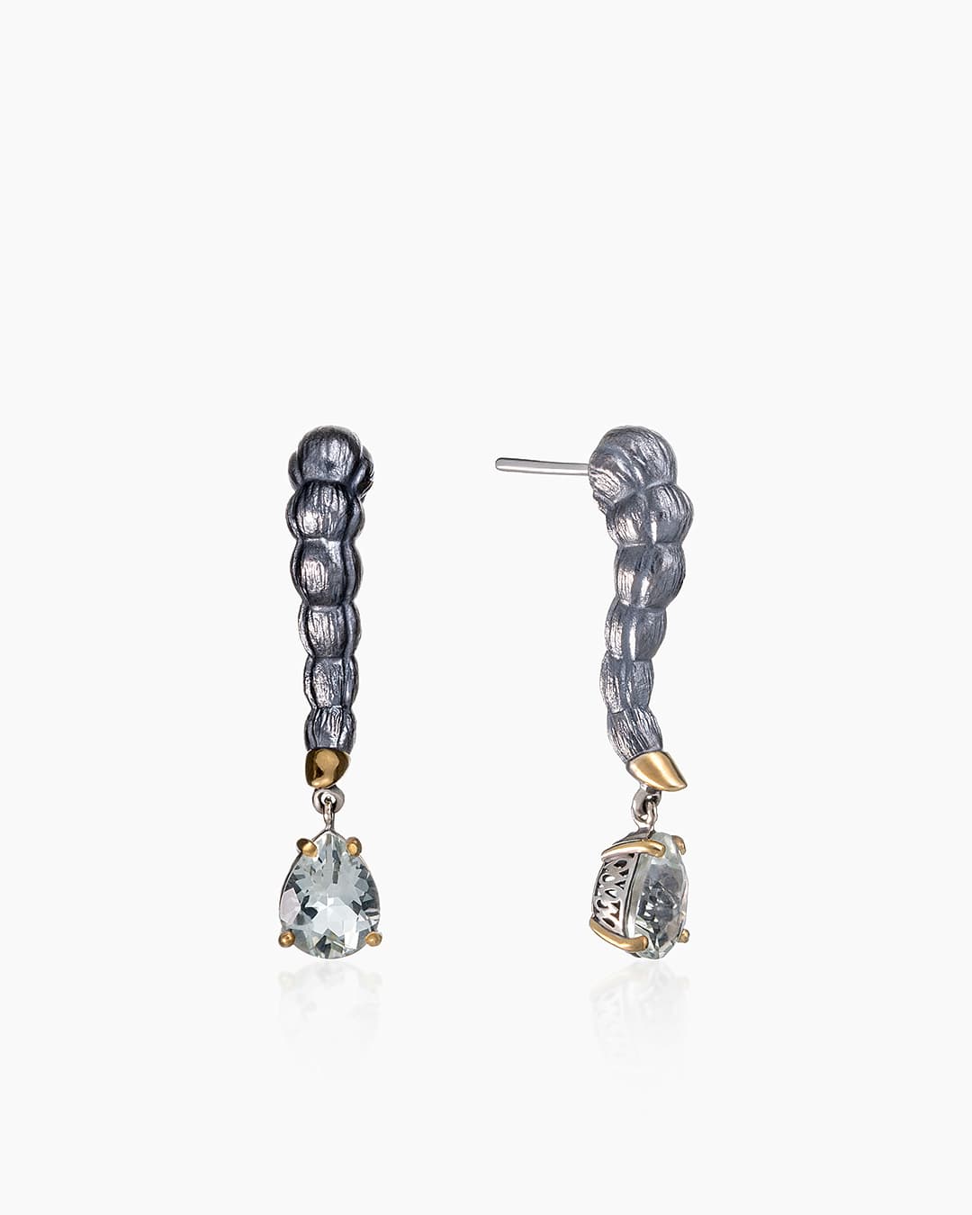 Серьги из серебра 925 с  празиолит