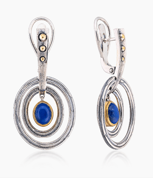Серьги из серебра 925 с  лазуритом