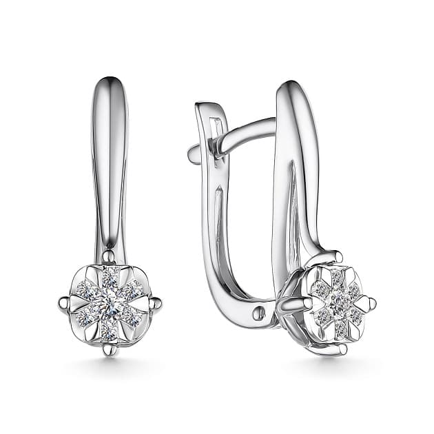 Серьги из золота 585 с бриллиантом