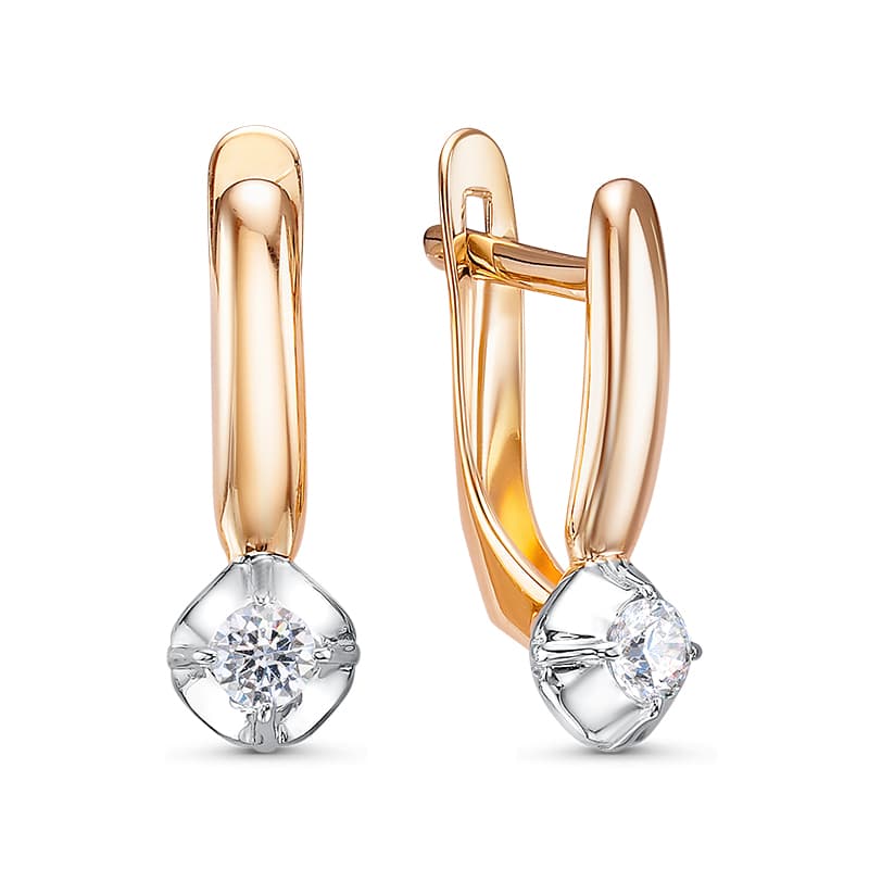 Серьги из золота 585 с фианит