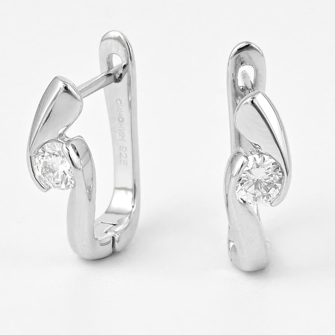 Серьги из серебра 925 с выращенными бриллиантами