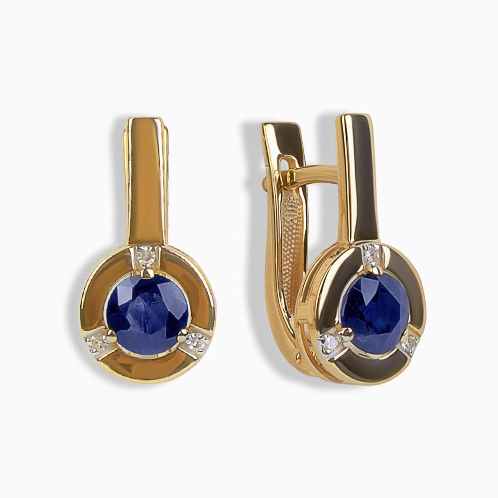 Серьги из золота 585 с сапфиром