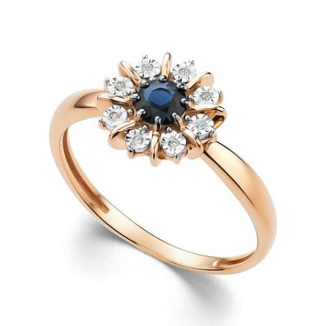 Кольцо из золота 585 с сапфирами