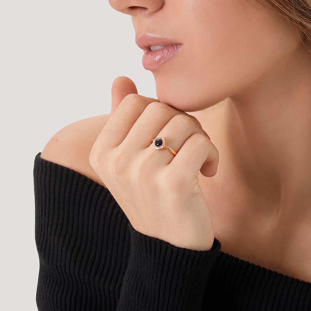 Кольцо из золота 585 с сапфиром