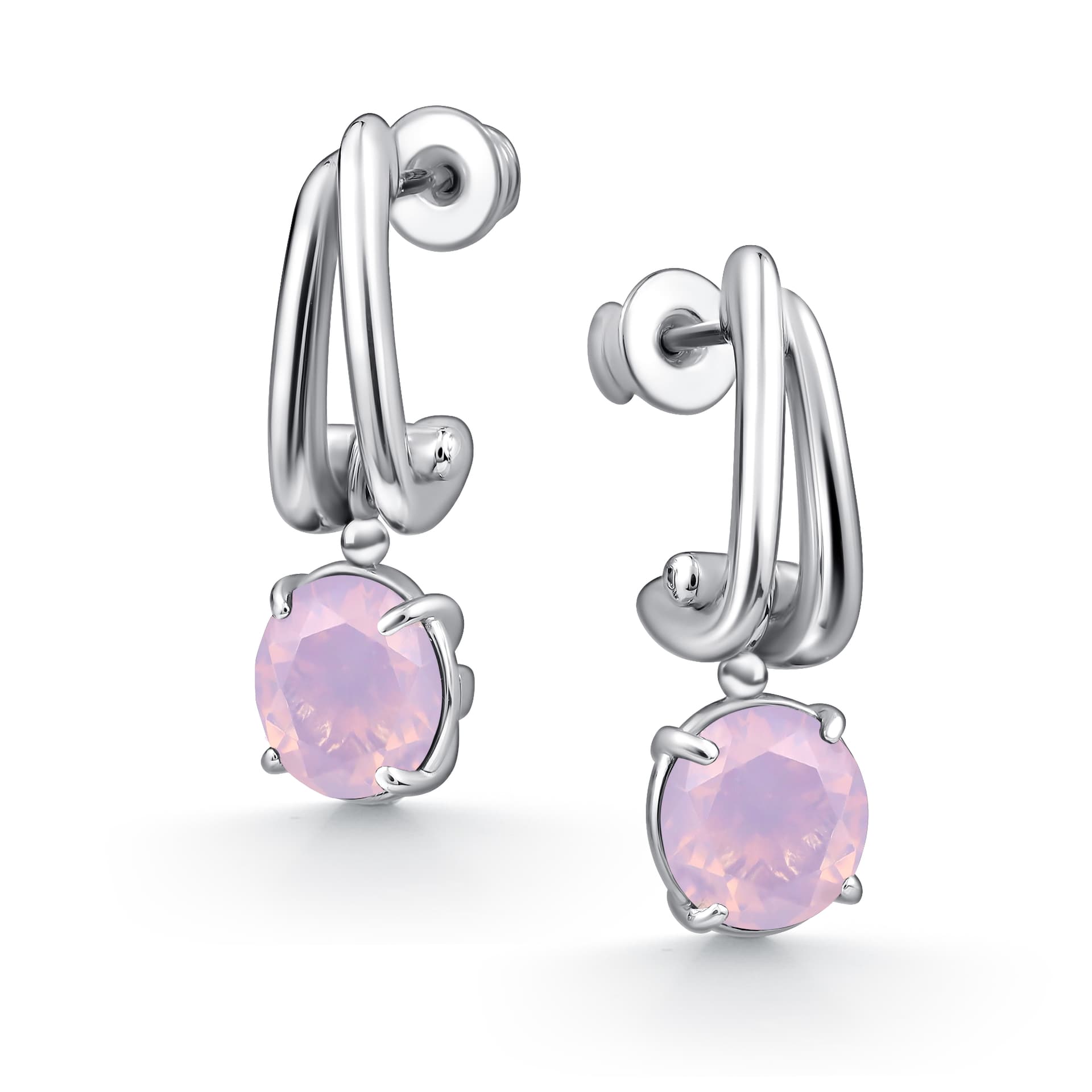 Серьги из серебра 925 с ювелирным стеклом