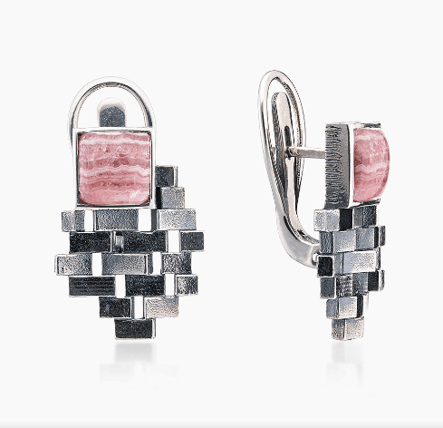 Серьги из серебра 925 с радохразит