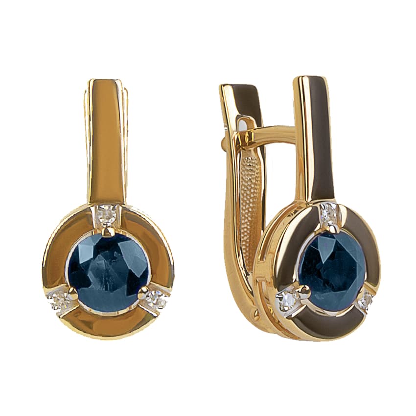 Серьги из золота 585 с сапфиром