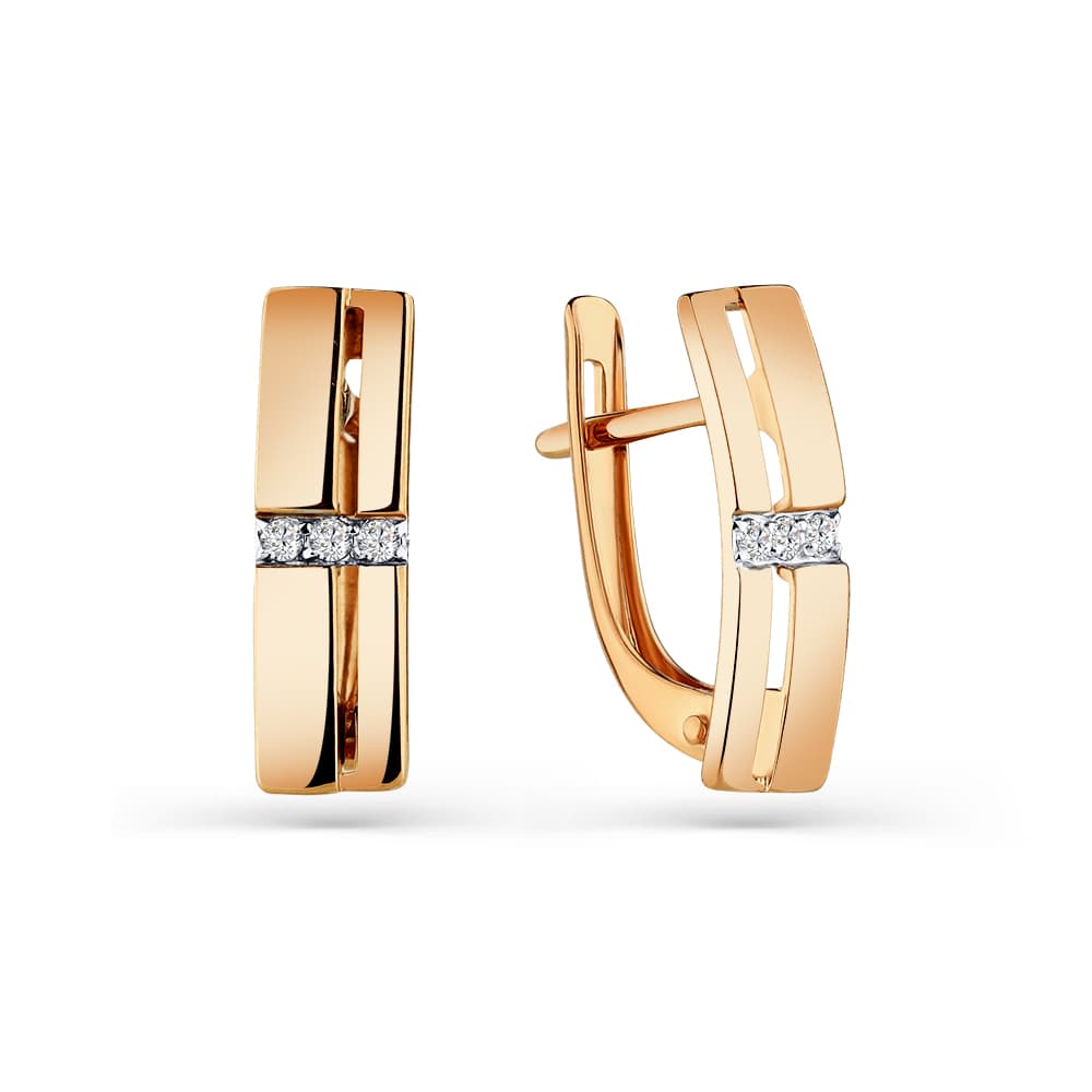 Серьги из золота 585 с  фианит