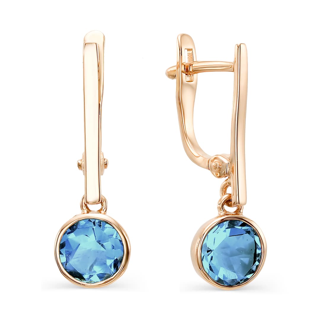 Серьги из золота 585 с  топазом лондон