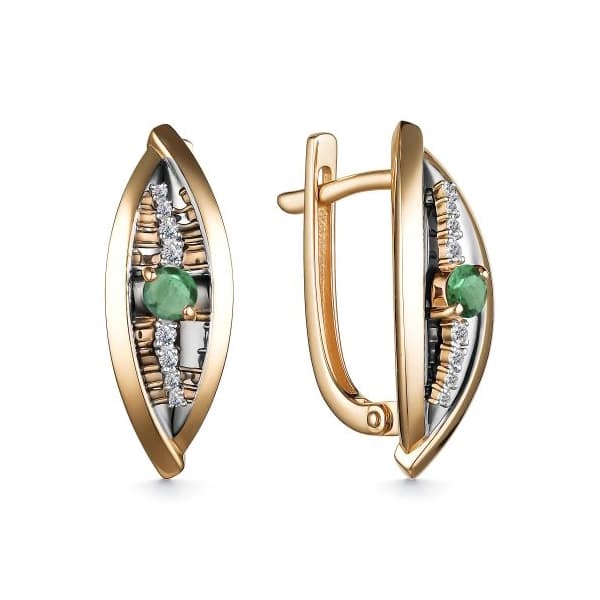 Серьги из золота 585 с изумрудами