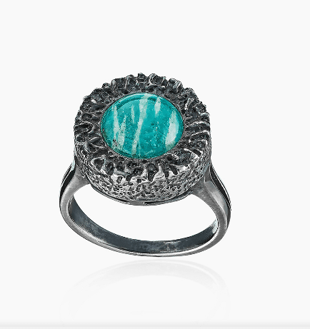 Кольцо из серебра 925 с  амазонитом