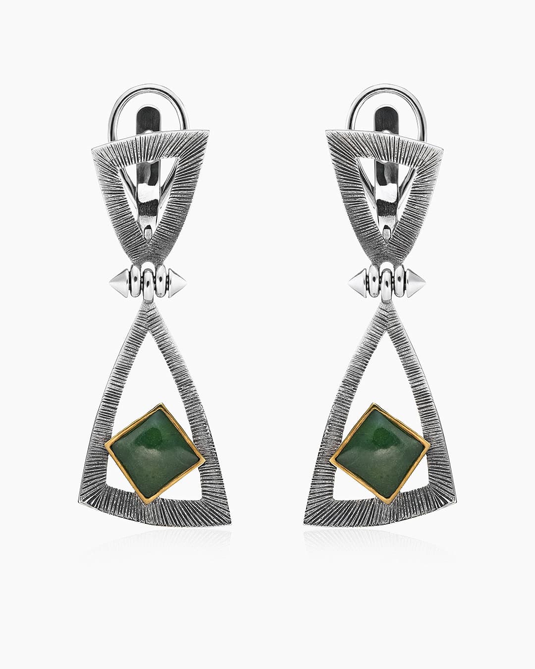 Серьги из серебра 925 с  нефритом