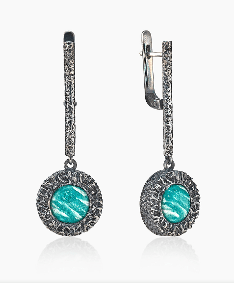 Серьги из серебра 925 с  амазонитом