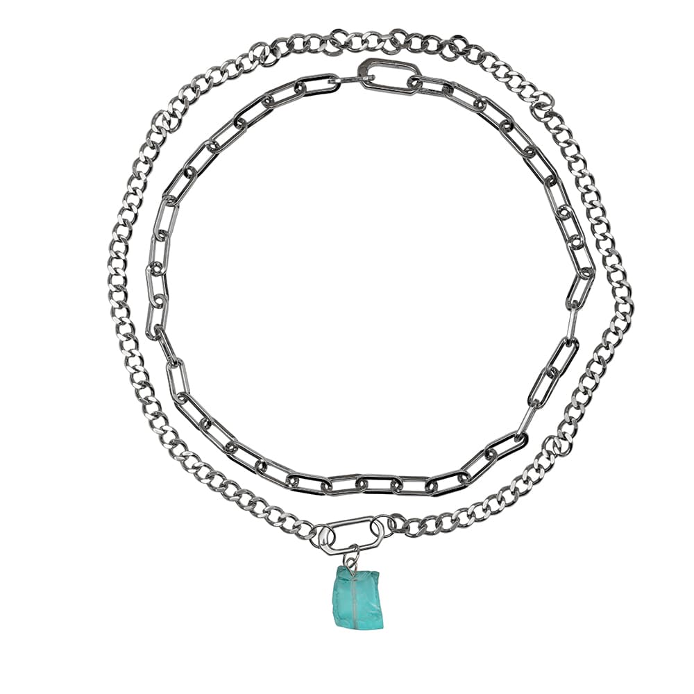 Колье из стали с кварцем