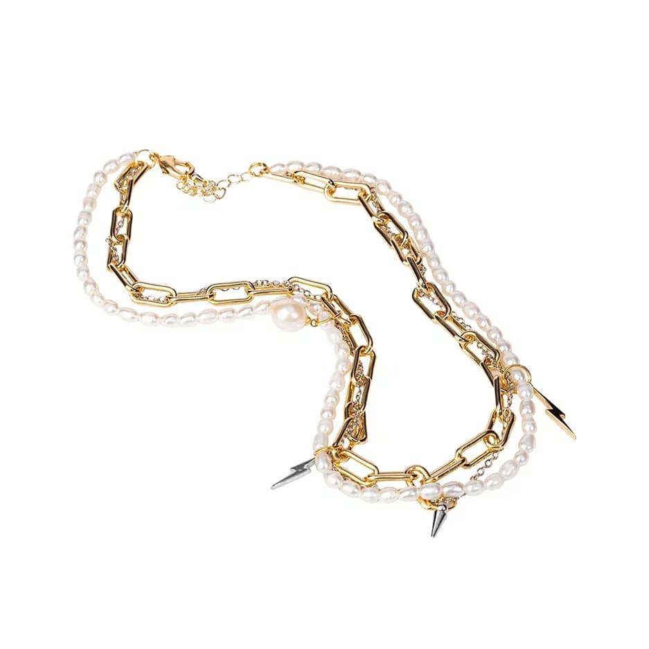 Колье из стали с жемчугом