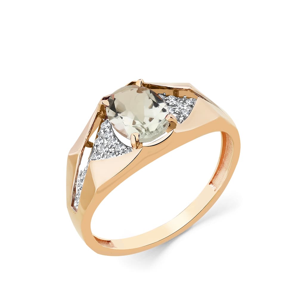 Кольцо из золота 585 с празиолитами