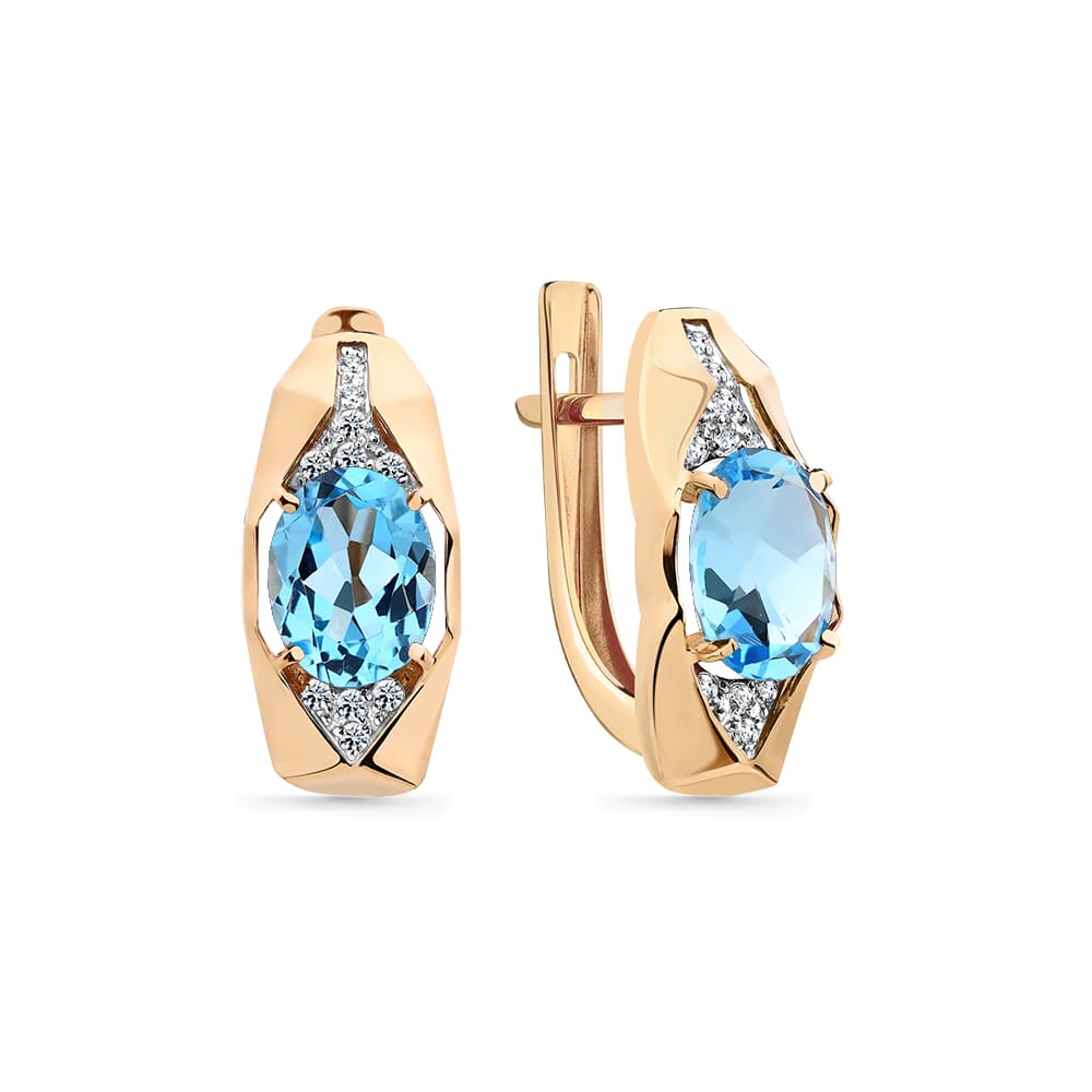 Серьги из золота 585 с топазами swiss