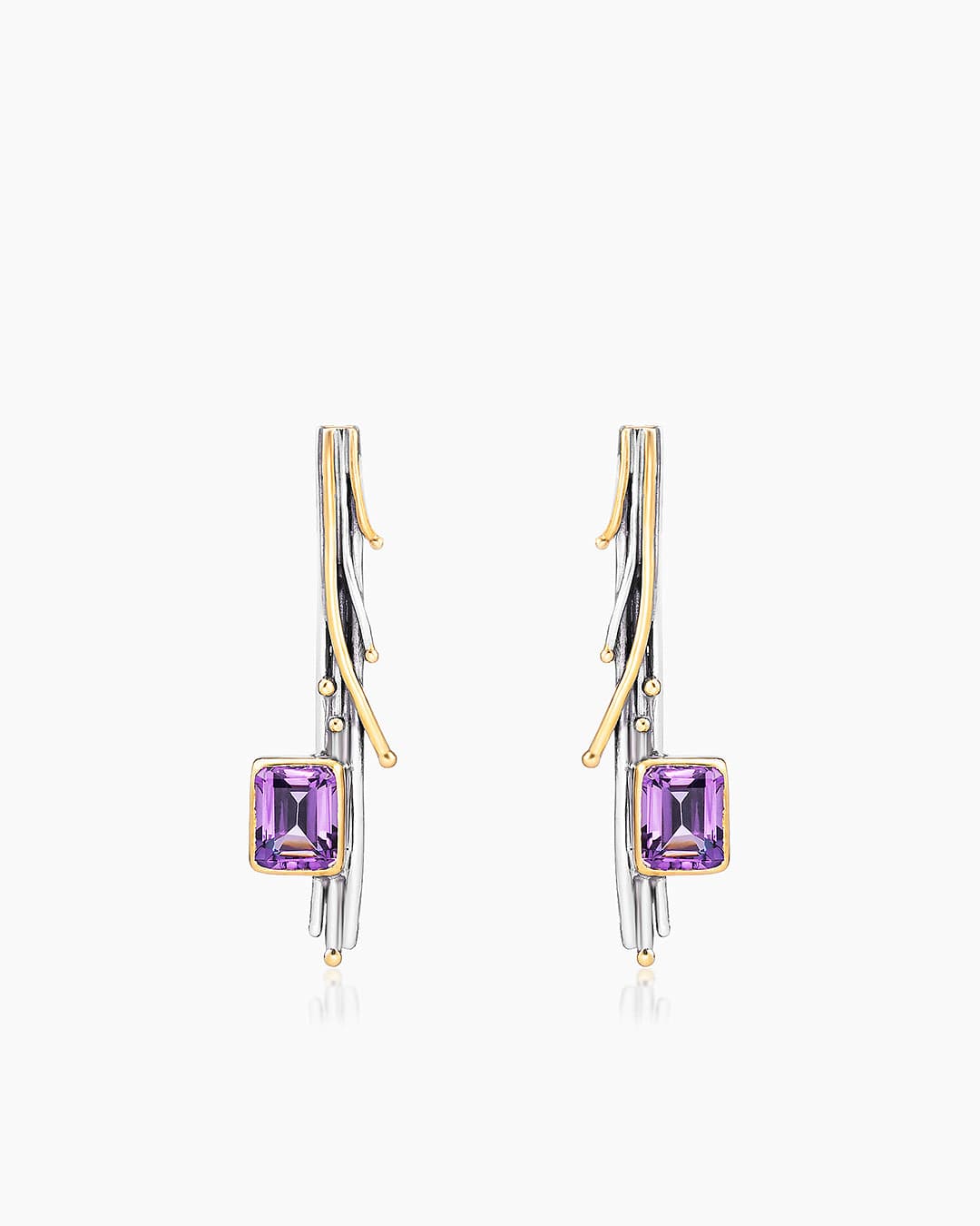 Серьги из серебра 925 с аметистами