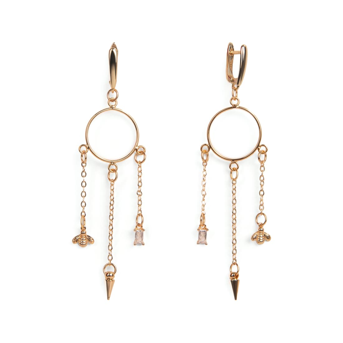 Серьги из стали с ювелирным стеклом