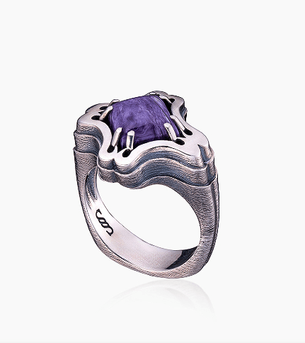 Кольцо из серебра 925 с  чароит