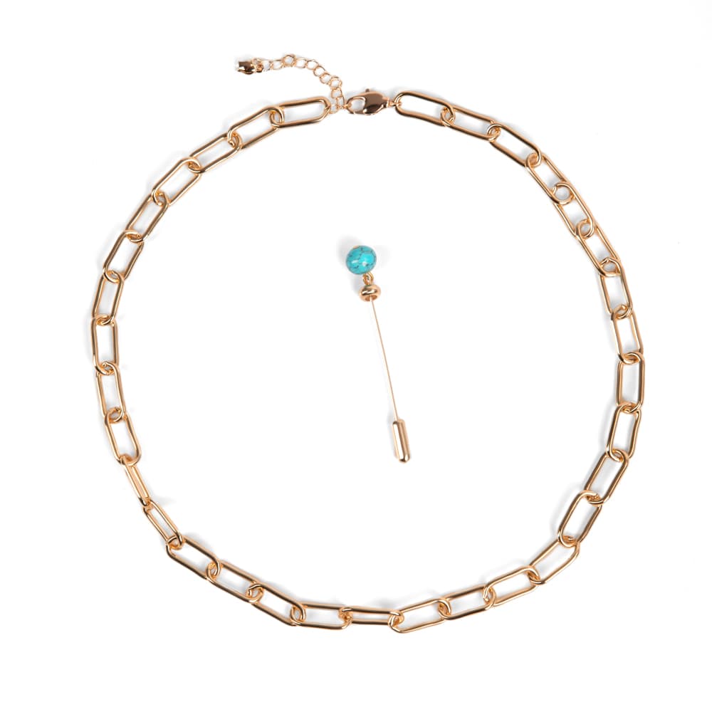 Колье из стали с бирюзой