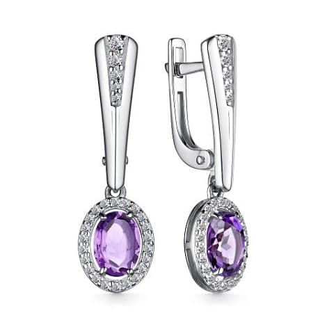Серьги из серебра 925 с аметистами