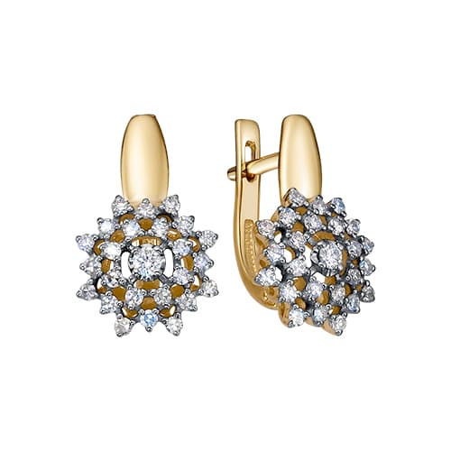 Серьги из золота 585 с бриллиантом