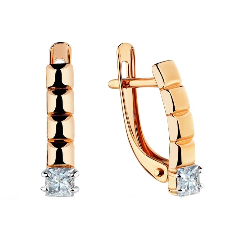 Серьги из золота 585 с фианит