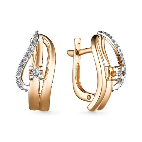 Серьги из золота 585 с бриллиантом