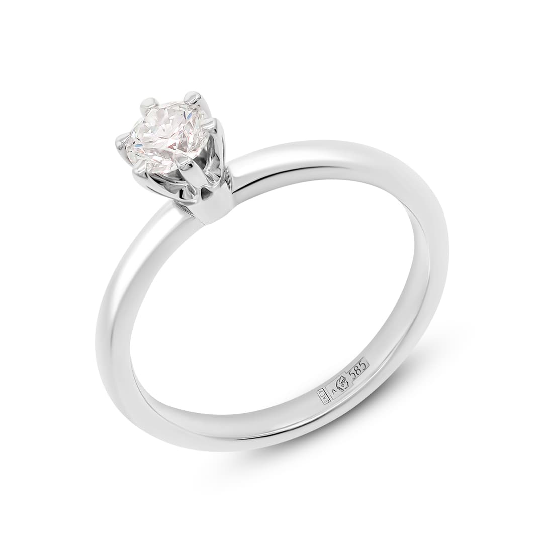 Кольцо из золота 585 с выращенным бриллиантом