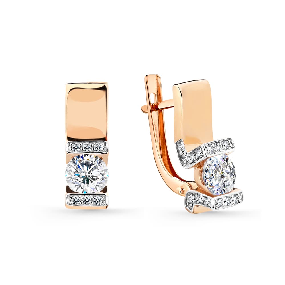 Серьги из золота 585 с фианитами