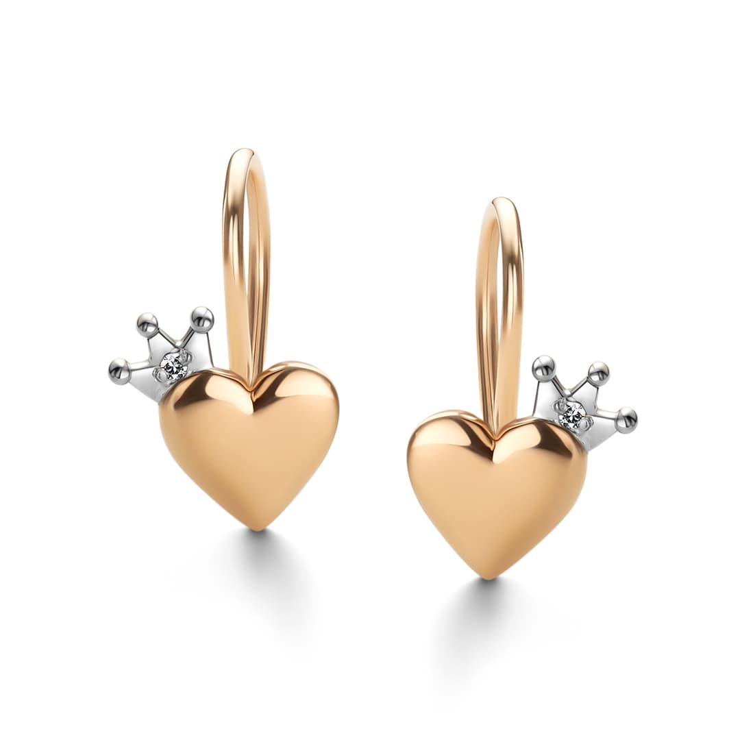 Серьги из золота 585 с  бриллиантом