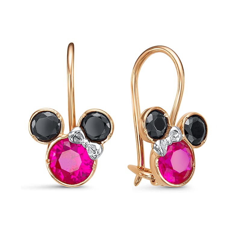 Серьги детские из золота 585 с фианитами